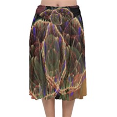 Fractal Geometry Velvet Flared Midi Skirt by Sparkle