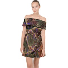 Fractal Geometry Off Shoulder Chiffon Dress by Sparkle