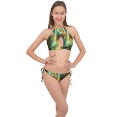 Abstract Illusion Cross Front Halter Bikini Set by Sparkle