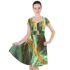 Abstract Illusion Cap Sleeve Midi Dress by Sparkle