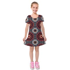 Tribal Aztec Mandala Art Kids  Short Sleeve Velvet Dress by tmsartbazaar