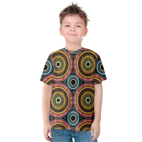 Aztec Multicolor Mandala Kids  Cotton Tee by tmsartbazaar