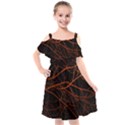 Dark Forest Scene Print Kids  Cut Out Shoulders Chiffon Dress View1