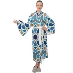 Arabic Geometric Design Pattern  Maxi Velour Kimono by LoolyElzayat