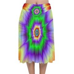 Psychedelic Big Bang Velvet Flared Midi Skirt by Filthyphil