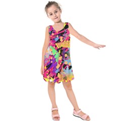 Psychedelic Geometry Kids  Sleeveless Dress by Filthyphil