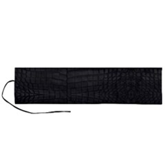 Black Crocodile Skin Roll Up Canvas Pencil Holder (l) by LoolyElzayat