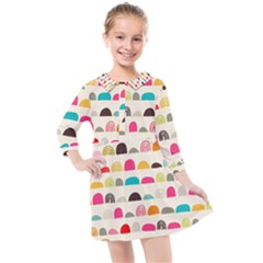 Scandinavian Folk Art Rainbow Road Kids  Quarter Sleeve Shirt Dress by andStretch