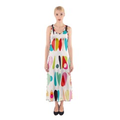 Scandinavian Folk Art Halfsies Sleeveless Maxi Dress by andStretch