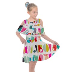 Scandinavian Folk Art Halfsies Kids  Shoulder Cutout Chiffon Dress by andStretch