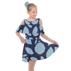 Orchard Fruits In Blue Kids  Shoulder Cutout Chiffon Dress by andStretch