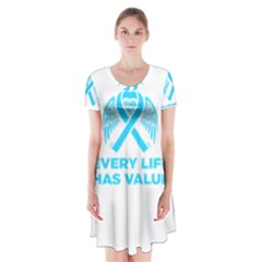 Child Abuse Prevention Support  Short Sleeve V-neck Flare Dress by artjunkie