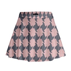 Retro Pink And Grey Pattern Mini Flare Skirt by MooMoosMumma