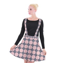 Retro Pink And Grey Pattern Suspender Skater Skirt by MooMoosMumma