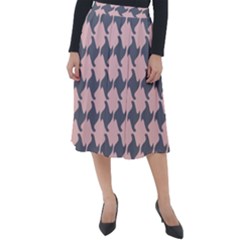 Retro Pink And Grey Pattern Classic Velour Midi Skirt  by MooMoosMumma