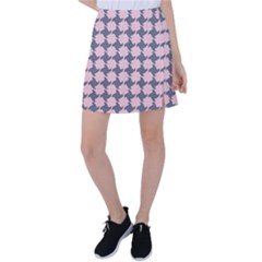 Retro Pink And Grey Pattern Tennis Skirt by MooMoosMumma