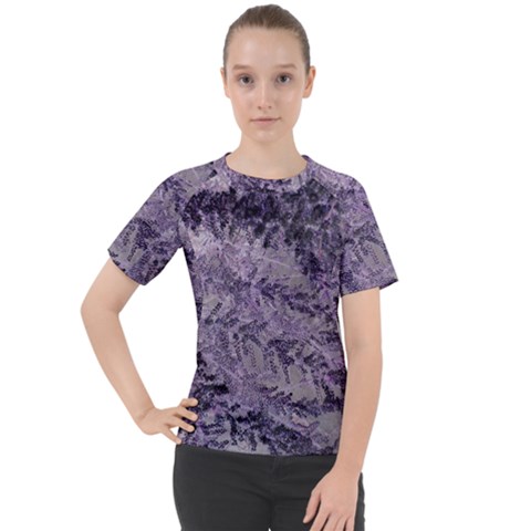 Flowers Branches Purple Women s Sport Raglan Tee by DinkovaArt