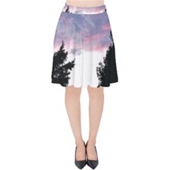 Colorful Overcast, Pink,violet,gray,black Velvet High Waist Skirt by MartinsMysteriousPhotographerShop