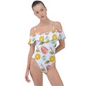 Citrus Gouache Pattern Frill Detail One Piece Swimsuit View1