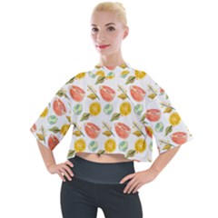 Citrus Gouache Pattern Mock Neck Tee by EvgeniaEsenina