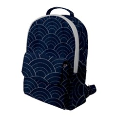 Blue Sashiko Pattern Flap Pocket Backpack (large) by goljakoff