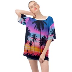 Sunset Palms Oversized Chiffon Top by goljakoff