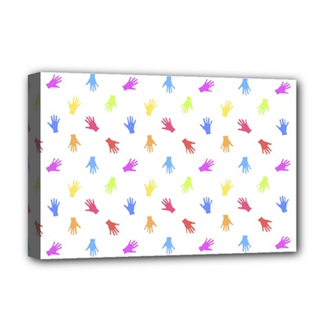 Multicolored Hands Silhouette Motif Design Deluxe Canvas 18  X 12  (stretched) by dflcprintsclothing