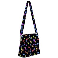 Multicolored Hands Silhouette Motif Design Zipper Messenger Bag by dflcprintsclothing