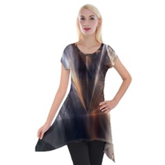 Flash Light Short Sleeve Side Drop Tunic by Sparkle