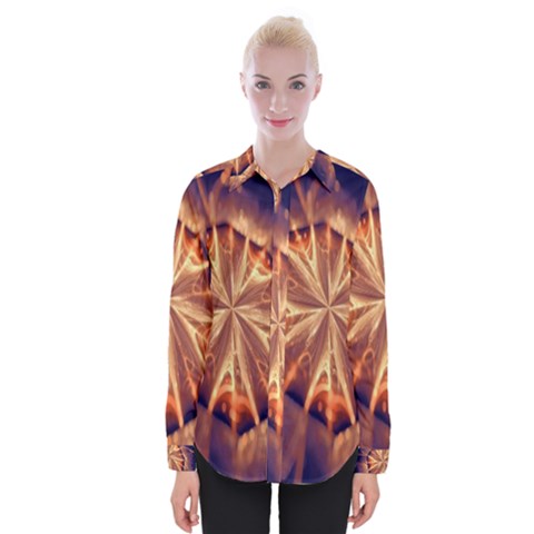 Sun Fractal Womens Long Sleeve Shirt by Sparkle