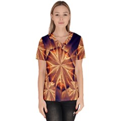 Sun Fractal Women s V-neck Scrub Top by Sparkle