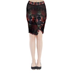 Twist Flower Midi Wrap Pencil Skirt by Sparkle