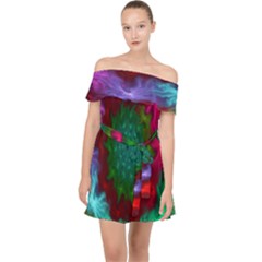 Rainbow Waves Off Shoulder Chiffon Dress by Sparkle