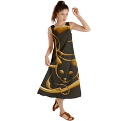 Gold Dog Cat Animal Jewel Summer Maxi Dress by HermanTelo