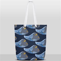 Queen Fish Doodle Art Full Print Rope Handle Tote (small) by tmsartbazaar