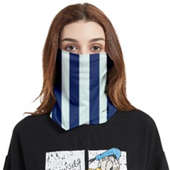 Navy In Vertical Stripes Face Covering Bandana (two Sides) by Janetaudreywilson