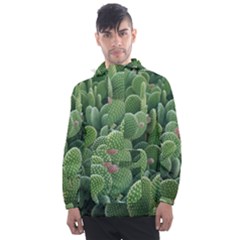 Green Cactus Men s Front Pocket Pullover Windbreaker by Sparkle