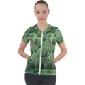 Green Cactus Short Sleeve Zip Up Jacket View1