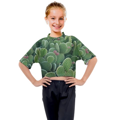 Green Cactus Kids Mock Neck Tee by Sparkle