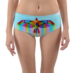 Rainbow Bird Reversible Mid-waist Bikini Bottoms by Sparkle