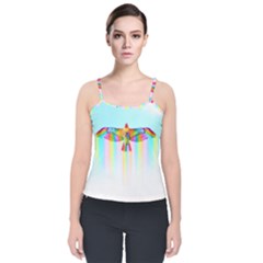 Rainbow Bird Velvet Spaghetti Strap Top by Sparkle