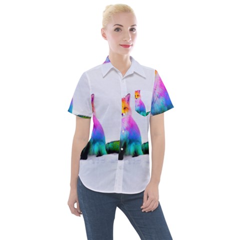 Rainbowfox Women s Short Sleeve Pocket Shirt by Sparkle