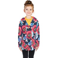 Flowers Pattern Kids  Double Breasted Button Coat by Sparkle