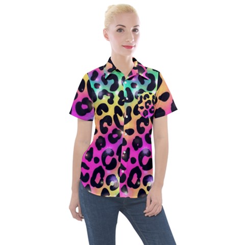 Animal Print Women s Short Sleeve Pocket Shirt by Sparkle