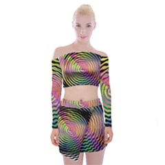 Rainbowwaves Off Shoulder Top With Mini Skirt Set by Sparkle