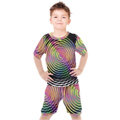 Rainbowwaves Kids  Tee And Shorts Set by Sparkle