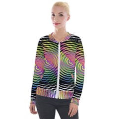 Rainbowwaves Velvet Zip Up Jacket by Sparkle