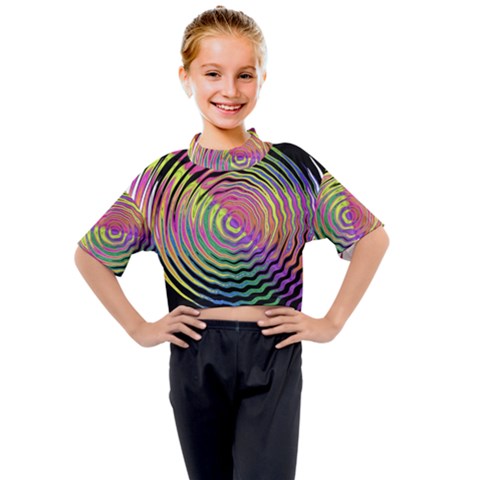 Rainbowwaves Kids Mock Neck Tee by Sparkle