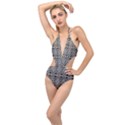 Abstract Boho Style Geometric Plunging Cut Out Swimsuit View1