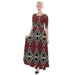 Motif Boho Style Geometric Half Sleeves Maxi Dress by tmsartbazaar